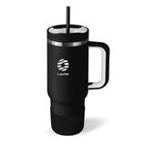 Mug Isotherme noir pour Café en acier inoxydable 18/8 avec une paille intégrée